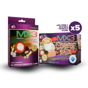 Set of 5 MX3 Coffee mix 3-IN-1 with free MX3 Capsule 10's